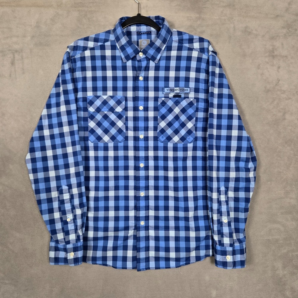 Vineyard Vines Vented Harbor shirt mens Medium blue fishing long sleeve